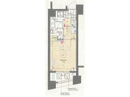 グラントゥルース練馬Ⅱ(1K/15階)の間取り写真