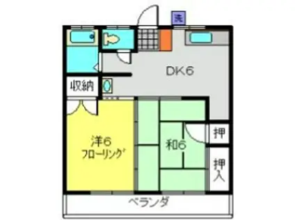 ゆたかハイツ(2DK/2階)の間取り写真