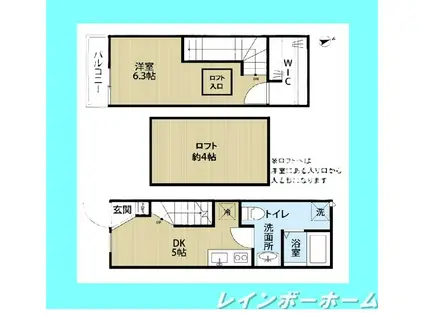 オラティエ金町(1DK/1階)の間取り写真