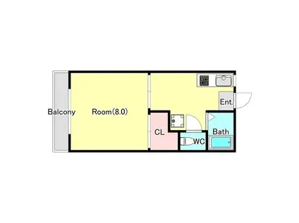 クラシオン新狭山(1K/2階)の間取り写真