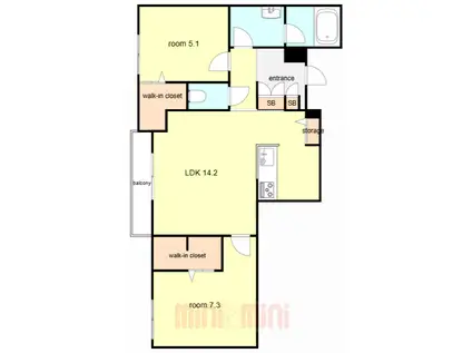 SHAMAISON GREENAGE 日野町(2LDK/2階)の間取り写真