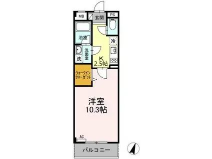 オリエンタルコートII(1K/3階)の間取り写真