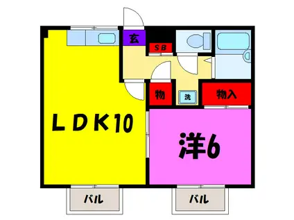赤尾ハイツ(1LDK/2階)の間取り写真