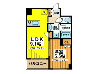 クレストコート世田谷松原(1LDK/5階)の間取り写真