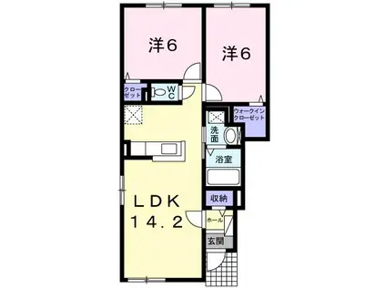 セレーノイルミオ末永(2LDK/1階)の間取り写真