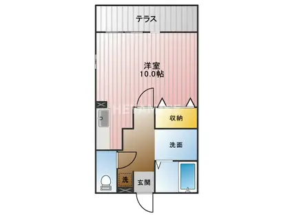 セジュール若葉(ワンルーム/2階)の間取り写真