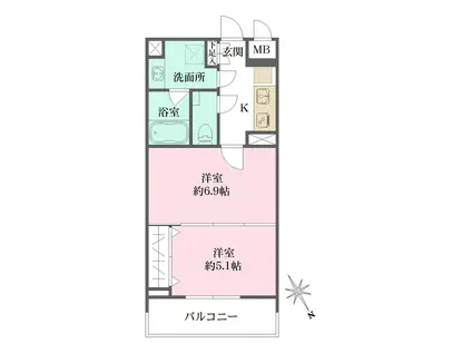 SILVERADO SHIBASAKICHO(2K/2階)の間取り写真