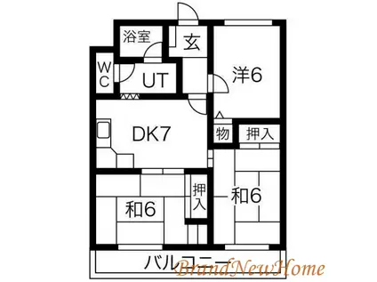 カーサ・ヌーヴォ三国丘(3DK/1階)の間取り写真