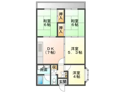 メゾン津山(4DK/2階)の間取り写真