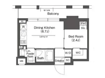 BLUROCK後楽園(1DK/14階)の間取り写真