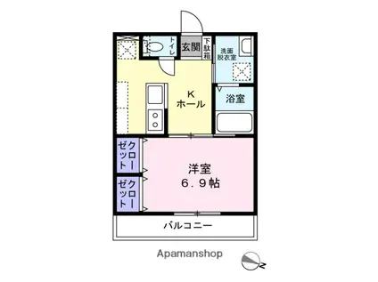 中原三丁目プロジェクト(1DK/1階)の間取り写真