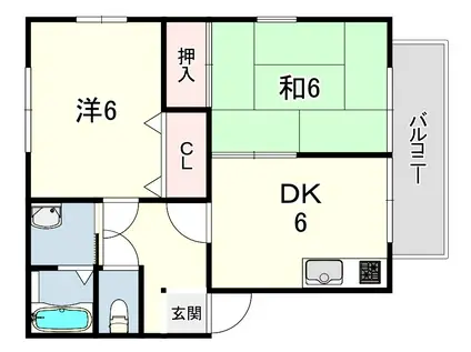 ヴェルデ(2DK/1階)の間取り写真