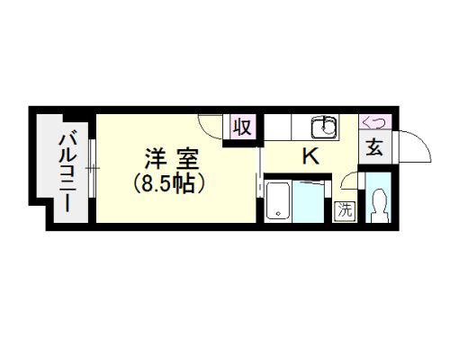 スタシオン西田(1K/5階)の間取り写真
