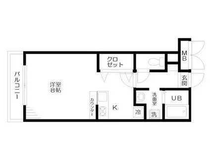 MUスクエア等々力(ワンルーム/1階)の間取り写真