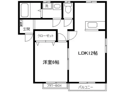 リベルテ代官(1LDK/2階)の間取り写真