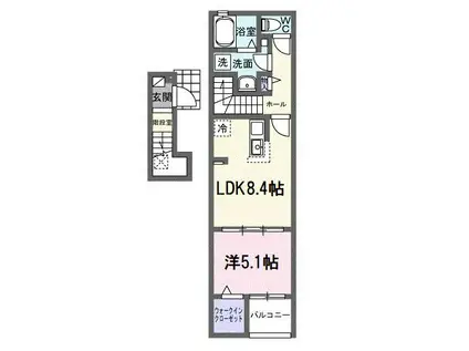 アップフィールド 共栄 III(1LDK/2階)の間取り写真
