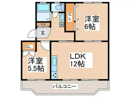 サンパレス湘南I(2LDK/1階)の間取り写真