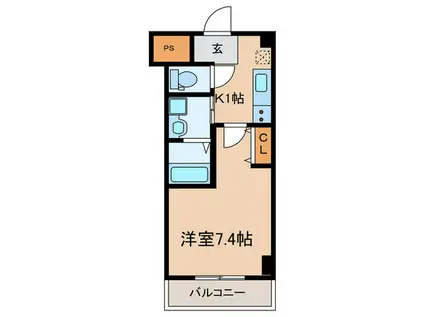 エイチツー西明石(1K/6階)の間取り写真