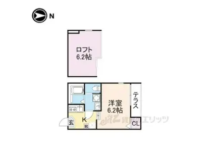 KYO MAISON伏見(1K/1階)の間取り写真