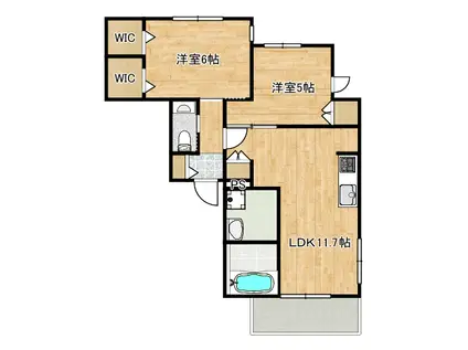 緑風荘(2LDK/1階)の間取り写真