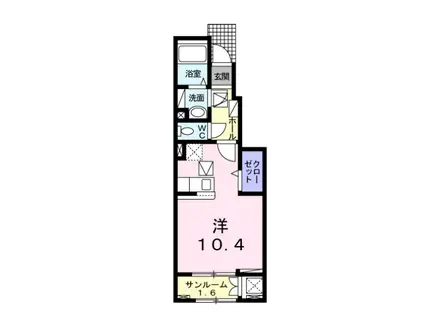 グランフラ一ヴ東仁井令(ワンルーム/1階)の間取り写真