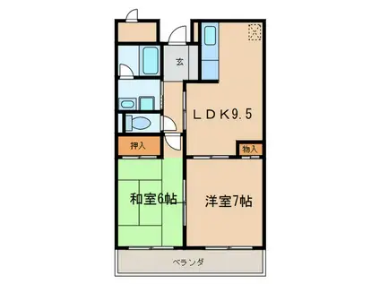 ジュエルコート甲子園口Ⅱ(2LDK/2階)の間取り写真