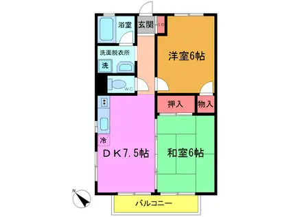 ロイヤルハイツ川上(2DK/2階)の間取り写真