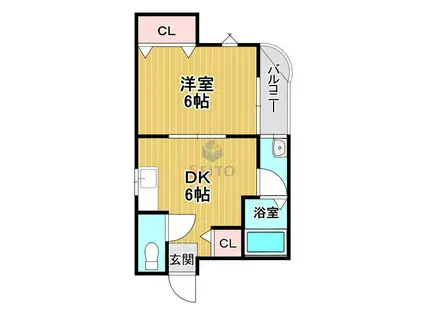 リッシュボヌール(1DK/5階)の間取り写真