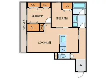 D-RESIDENCE荘園B(2LDK/3階)の間取り写真