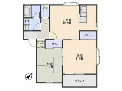 ハイツ花みずき(2LDK/2階)の間取り写真