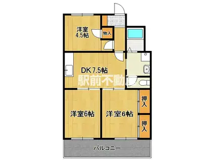 パールマンション鹿の子(3DK/3階)の間取り写真