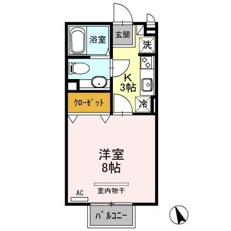 ナカイパレスA(1K/2階)の間取り写真