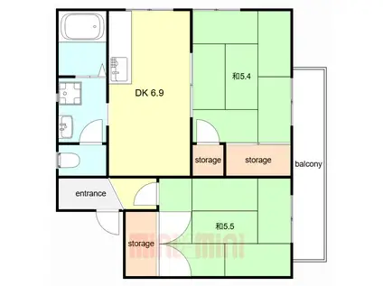 フレール天文(2DK/2階)の間取り写真
