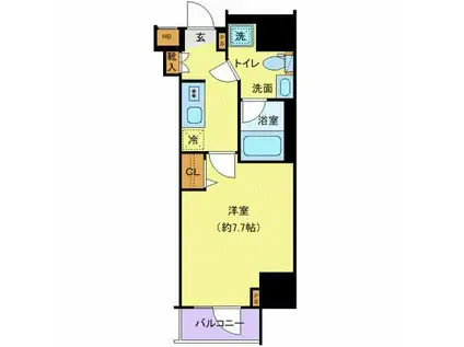 ヴァレッシア上野ノース CITYII(1K/7階)の間取り写真