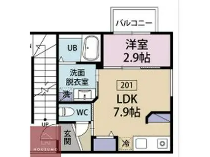 ブランシェ服部(1LDK/2階)の間取り写真