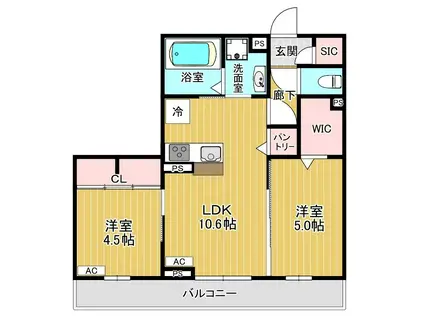 アビタシオン広瀬米ケ袋(2LDK/3階)の間取り写真