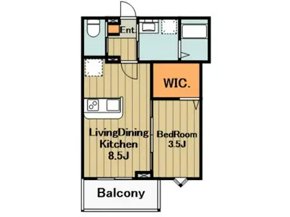 ＪＲ横浜線 矢部駅 徒歩9分 3階建 築1年(1LDK/1階)の間取り写真