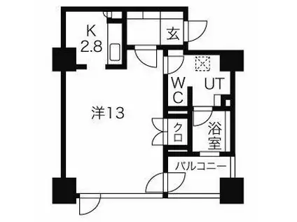 プライムメゾン鴨々川(1K/4階)の間取り写真