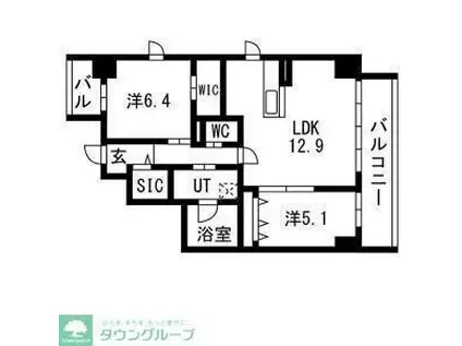 ポルタニグラ大須観音(2LDK/5階)の間取り写真