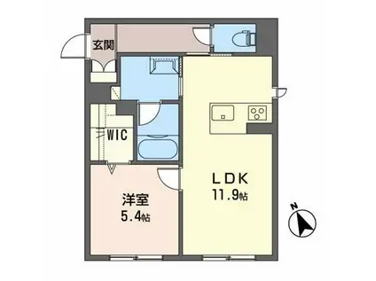 PROUDIII(1LDK/1階)の間取り写真