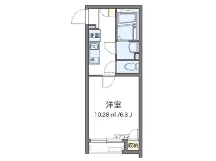 ハックベリーII(1K/1階)の間取り写真