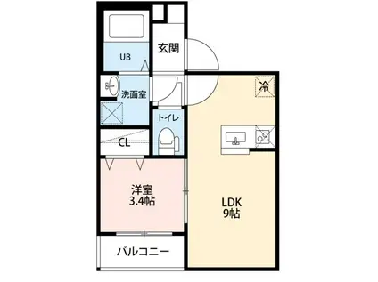 アエスタース(1LDK/2階)の間取り写真