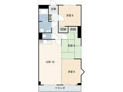 グリーンヒルズ白山(1LDK/4階)の間取り写真