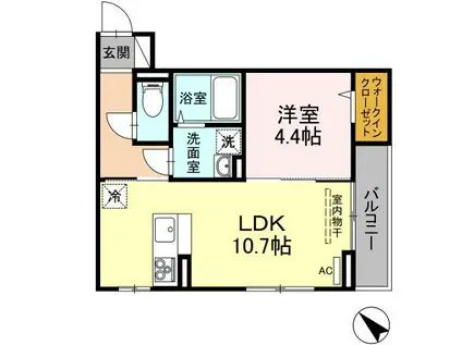 ストラスブール(1LDK/1階)の間取り写真