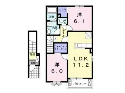 ラ グリシーヌ(2LDK/2階)の間取り写真