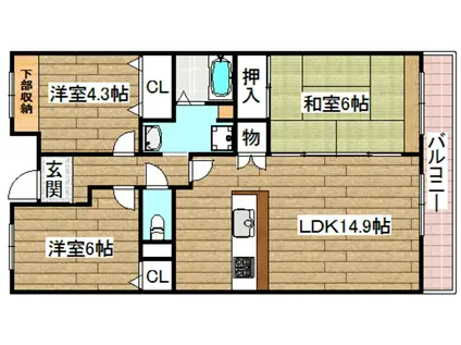 クレール・ハイム(3LDK/3階)の間取り写真