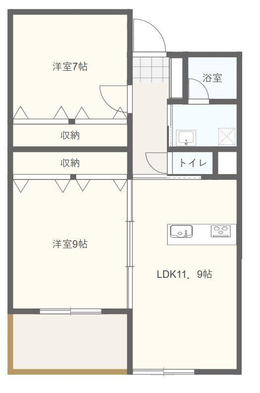 ラメール デトワール(2LDK/1階)の間取り写真