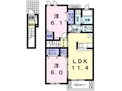 エテルノ(2LDK/2階)の間取り写真