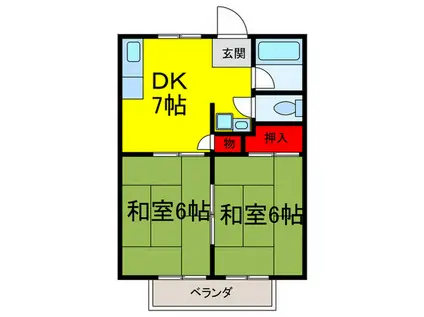 サンビレッヂ中西A棟(2DK/1階)の間取り写真