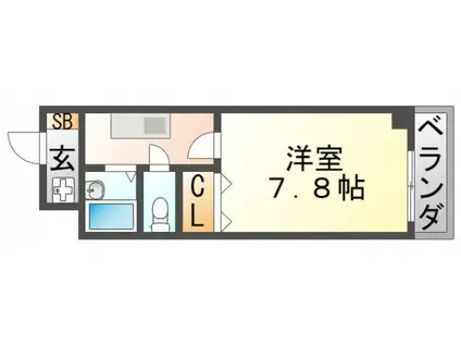 ギャザープレイスセント(1K/2階)の間取り写真